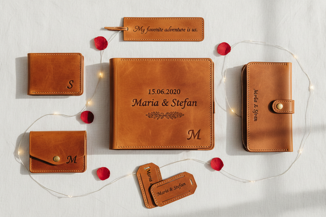 Personalized leather gift handmade Bulgaria