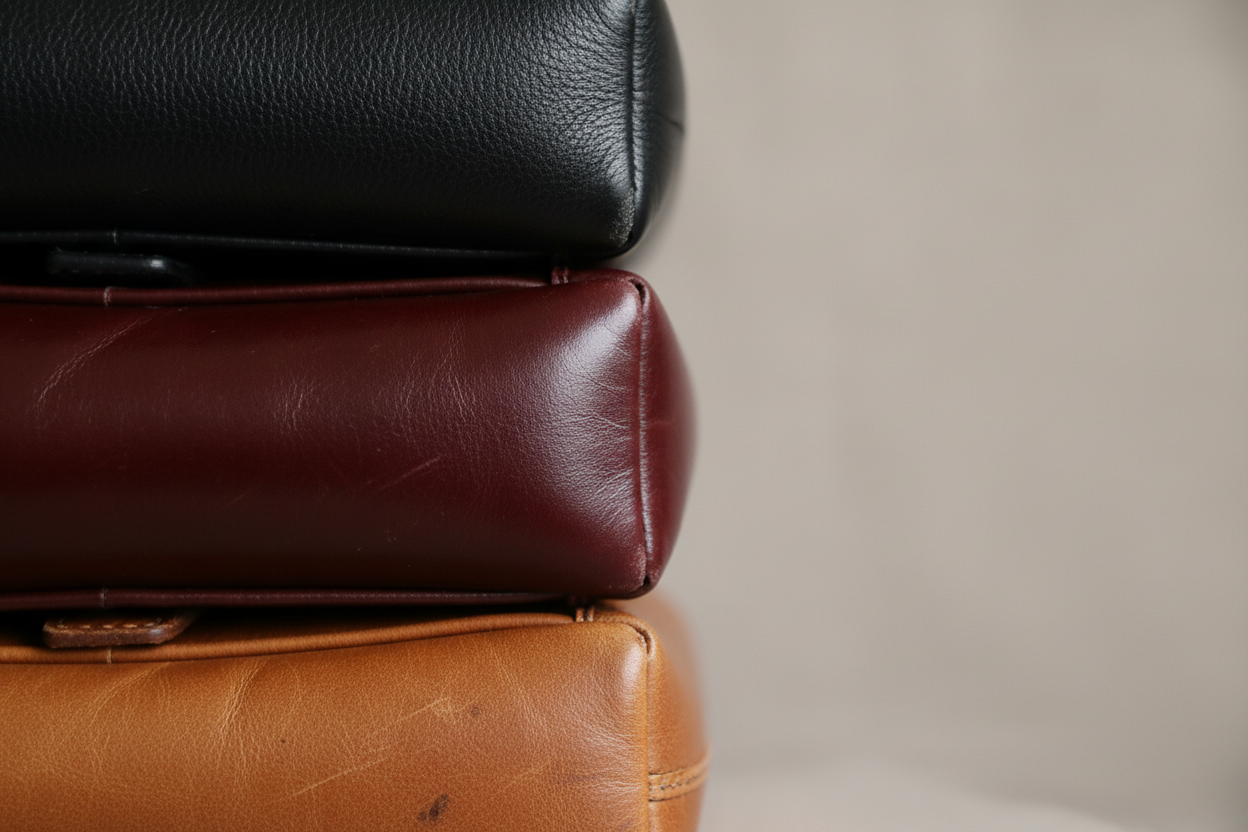 Types of natural leather full grain top grain
