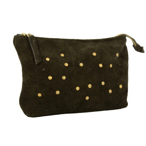 Черен велурен козметичен несесер – ръчно изработен - Nadin's Leather Studio