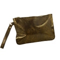 Bronze Leather Clutch Bag with Wristlet | Handmade - Nadin's Leather Studio