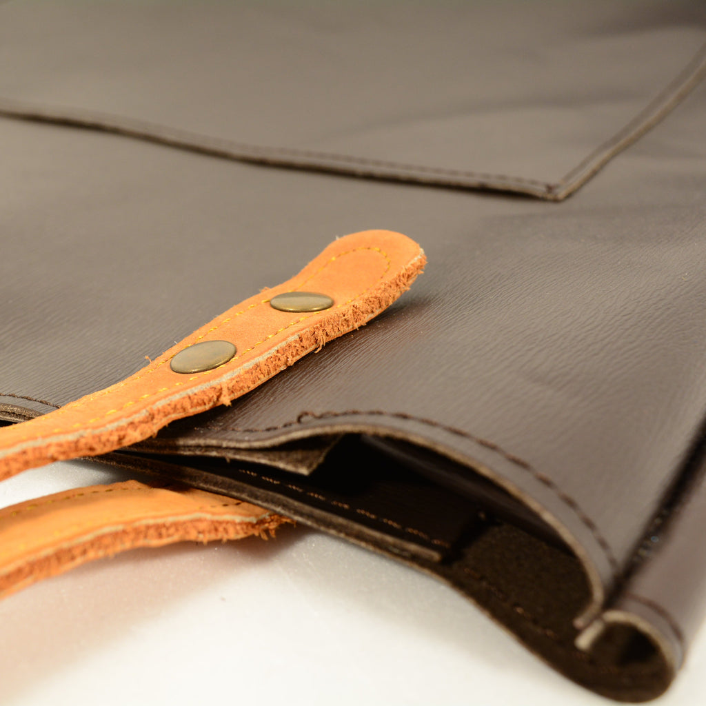 Кафява кожена чанта за лаптоп, за жени - ръчно изработена - Nadin's Leather Studio