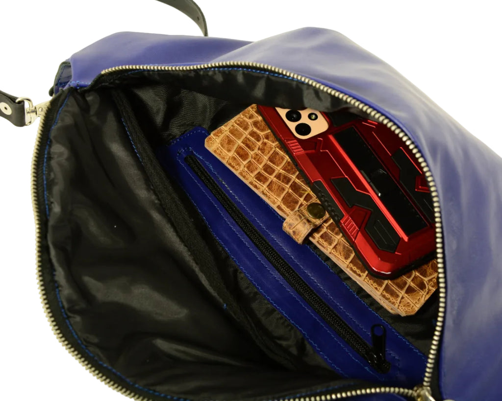 Cobalt Blue Leather Belt Bag – Handmade | Nadin's Leather Studio - Nadin's Leather Studio