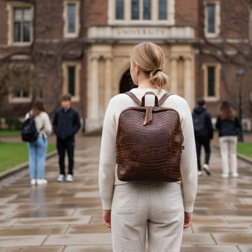 Crocodile Print Leather Backpack – Handmade | Nadin's Leather - Nadin's Leather Studio