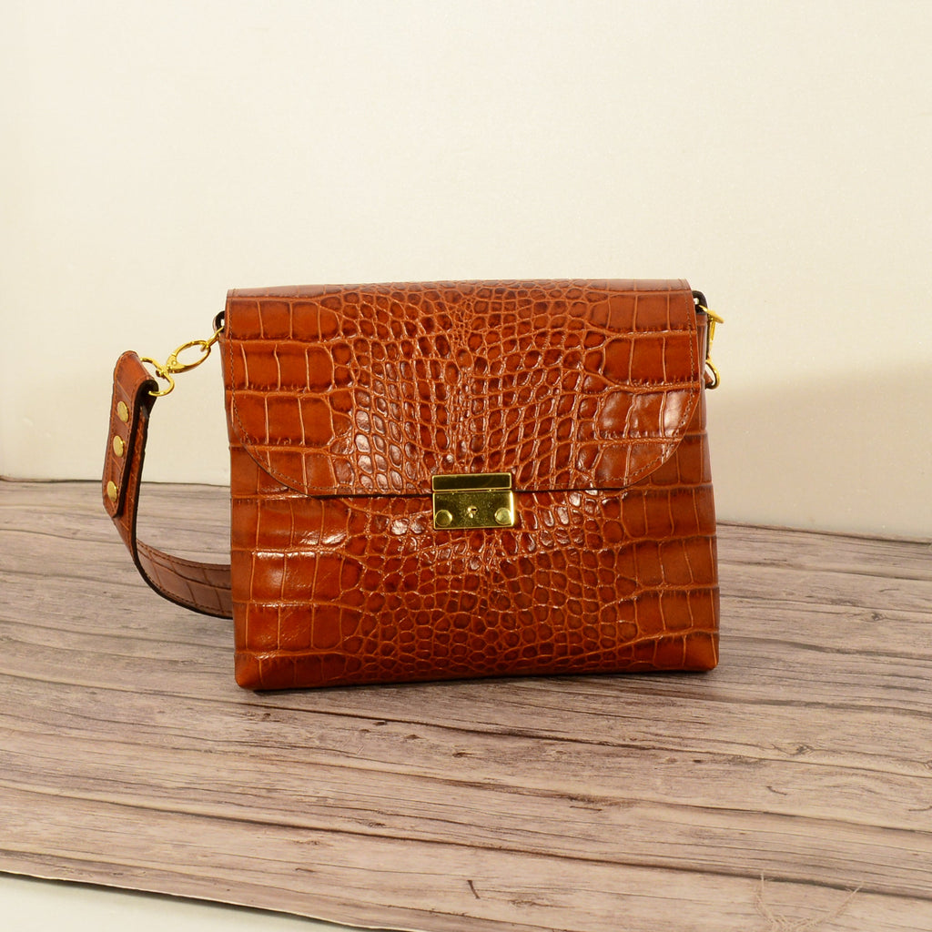 Cognac Leather Shoulder Bag