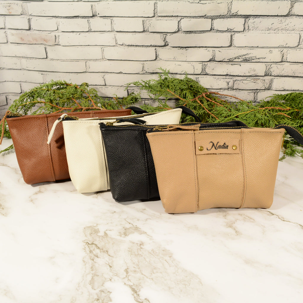 leather make up bag handmade