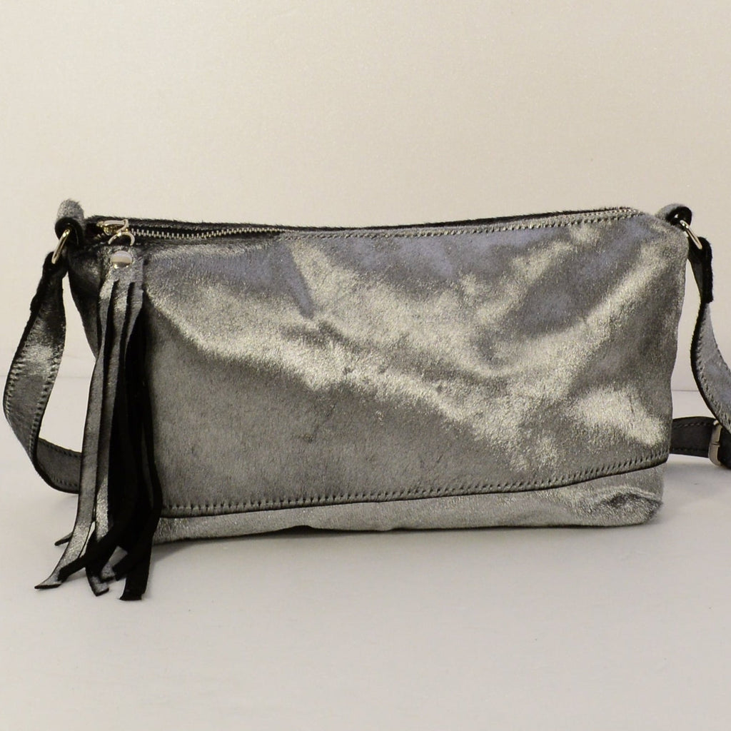 Silver grey fur crossbody bag limited edition