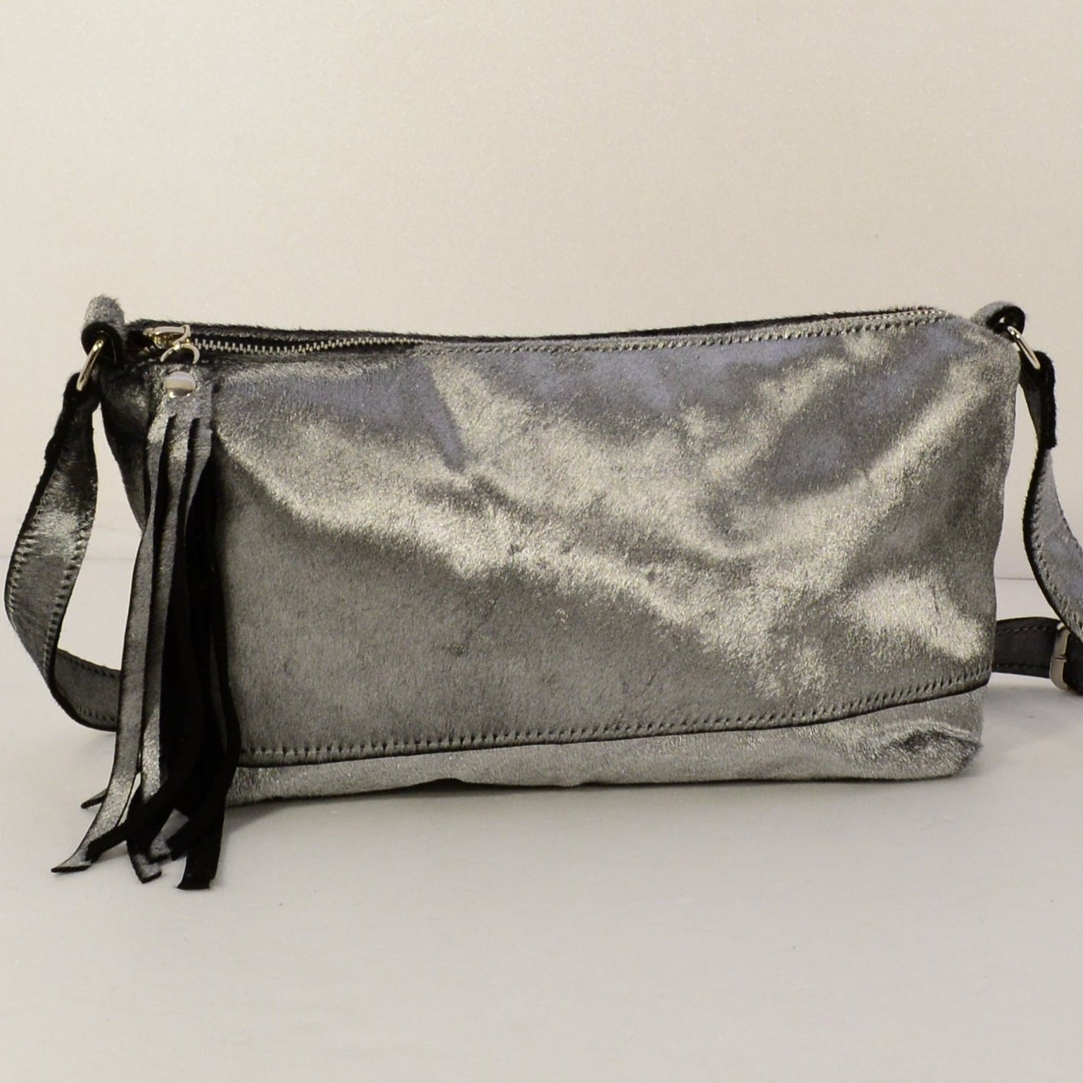 Silver grey fur crossbody bag limited edition