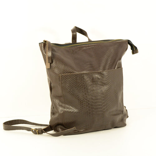 Crocodile Print Leather Backpack – Handmade Genuine Leather | Nadin's Leather - Nadin's Leather Studio
