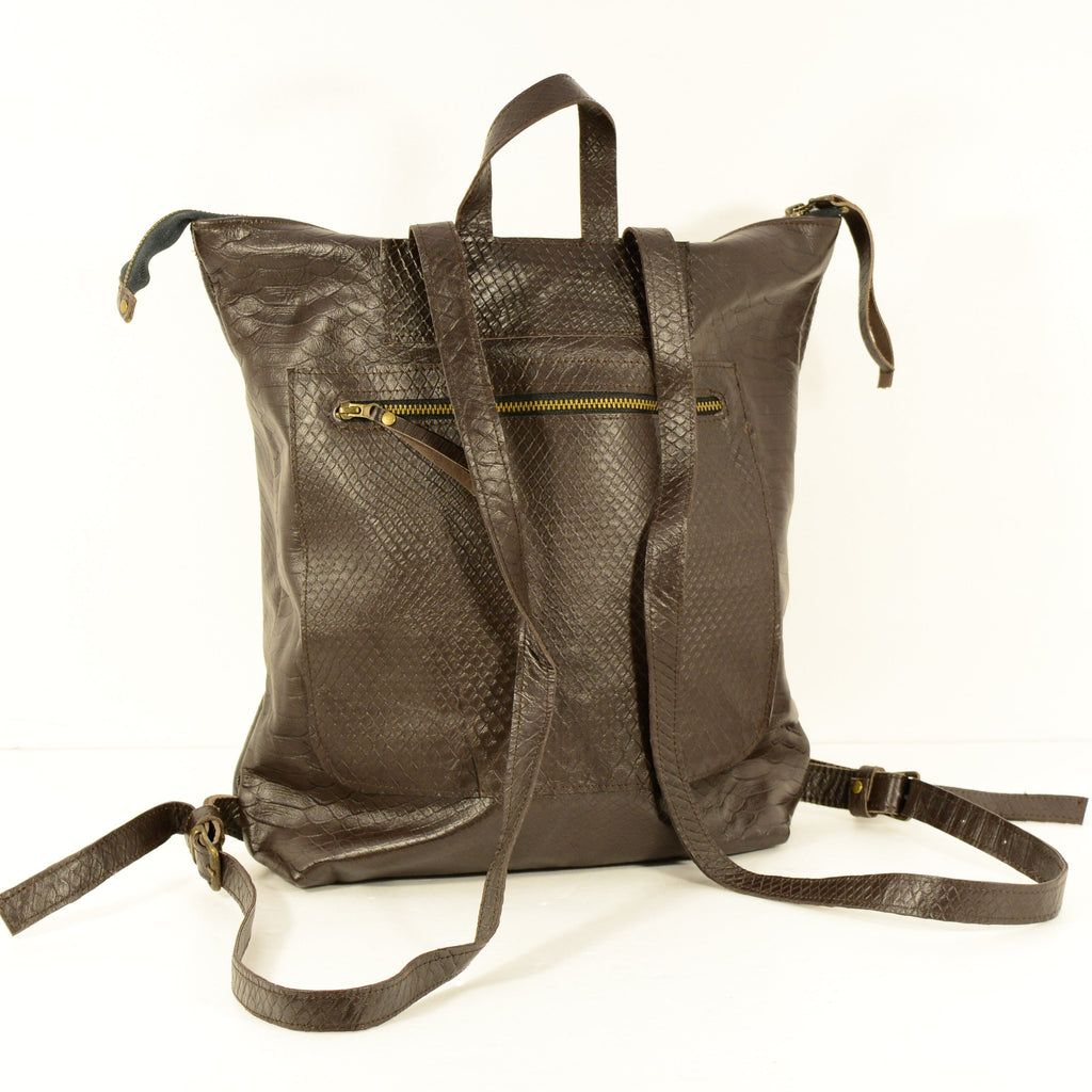 Leather backpack brown