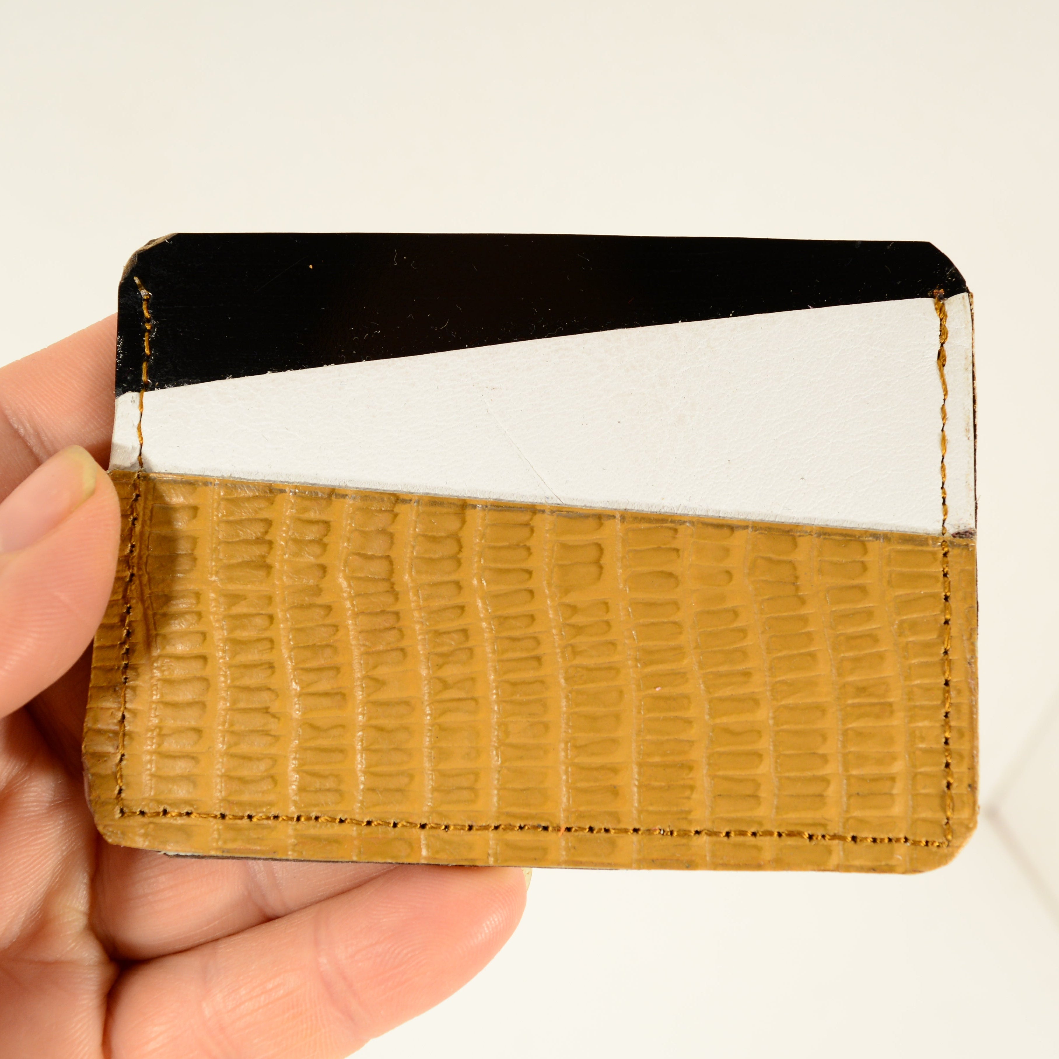 Handmade Leather Card Holder – Two-Tone Genuine Leather - Nadin's Leather Studio