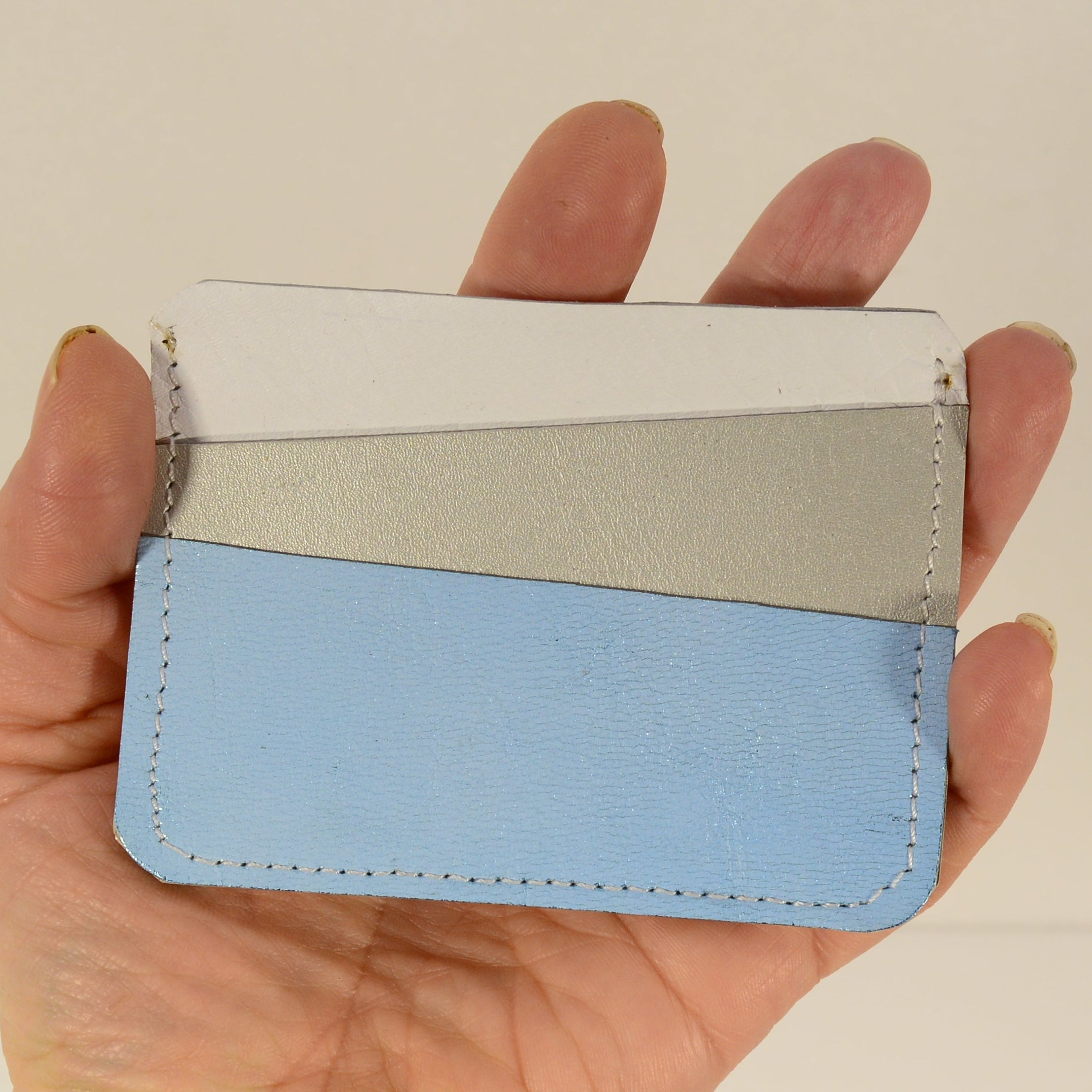 Handmade Leather Card Holder – Two-Tone Genuine Leather - Nadin's Leather Studio