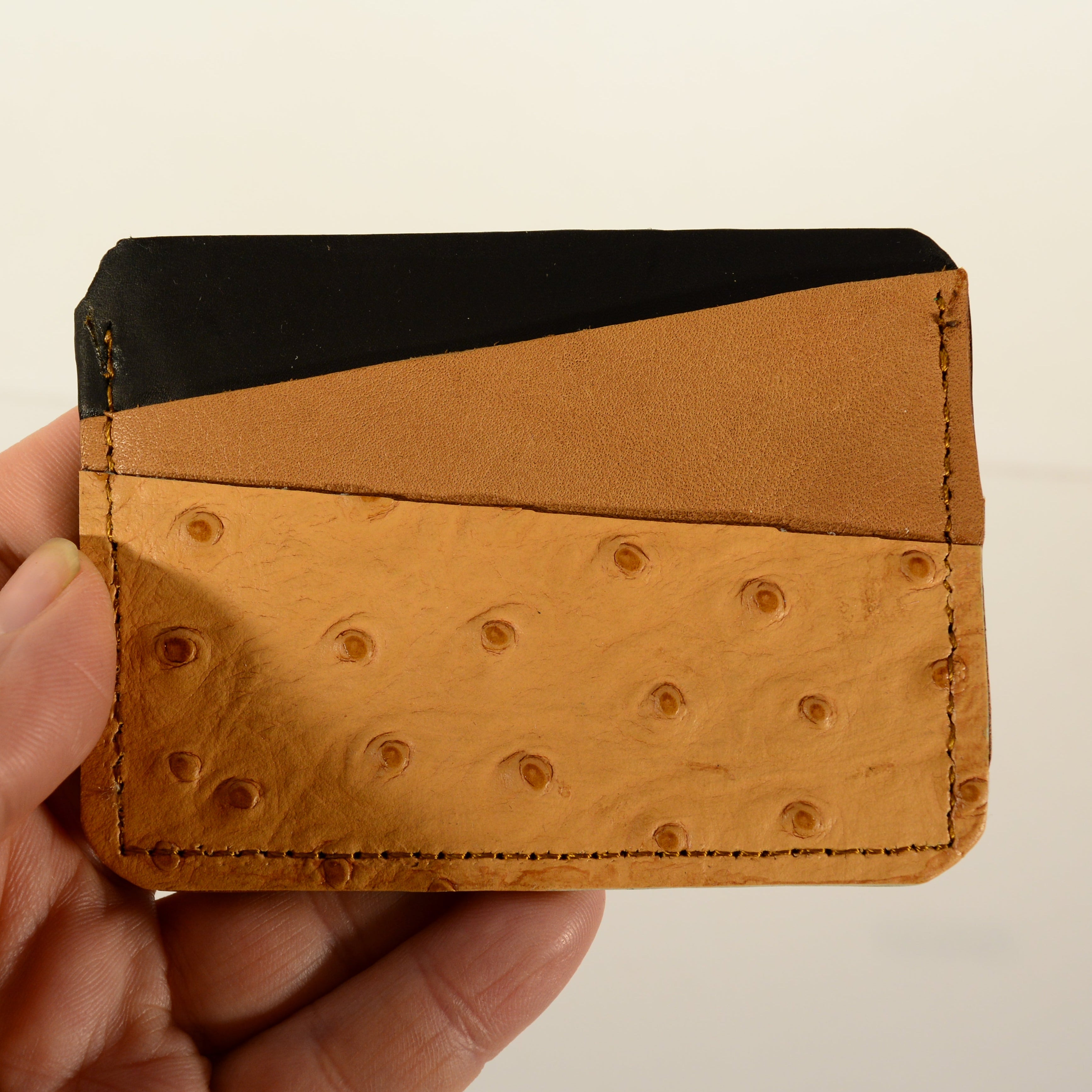 Handmade Leather Card Holder – Two-Tone Genuine Leather - Nadin's Leather Studio