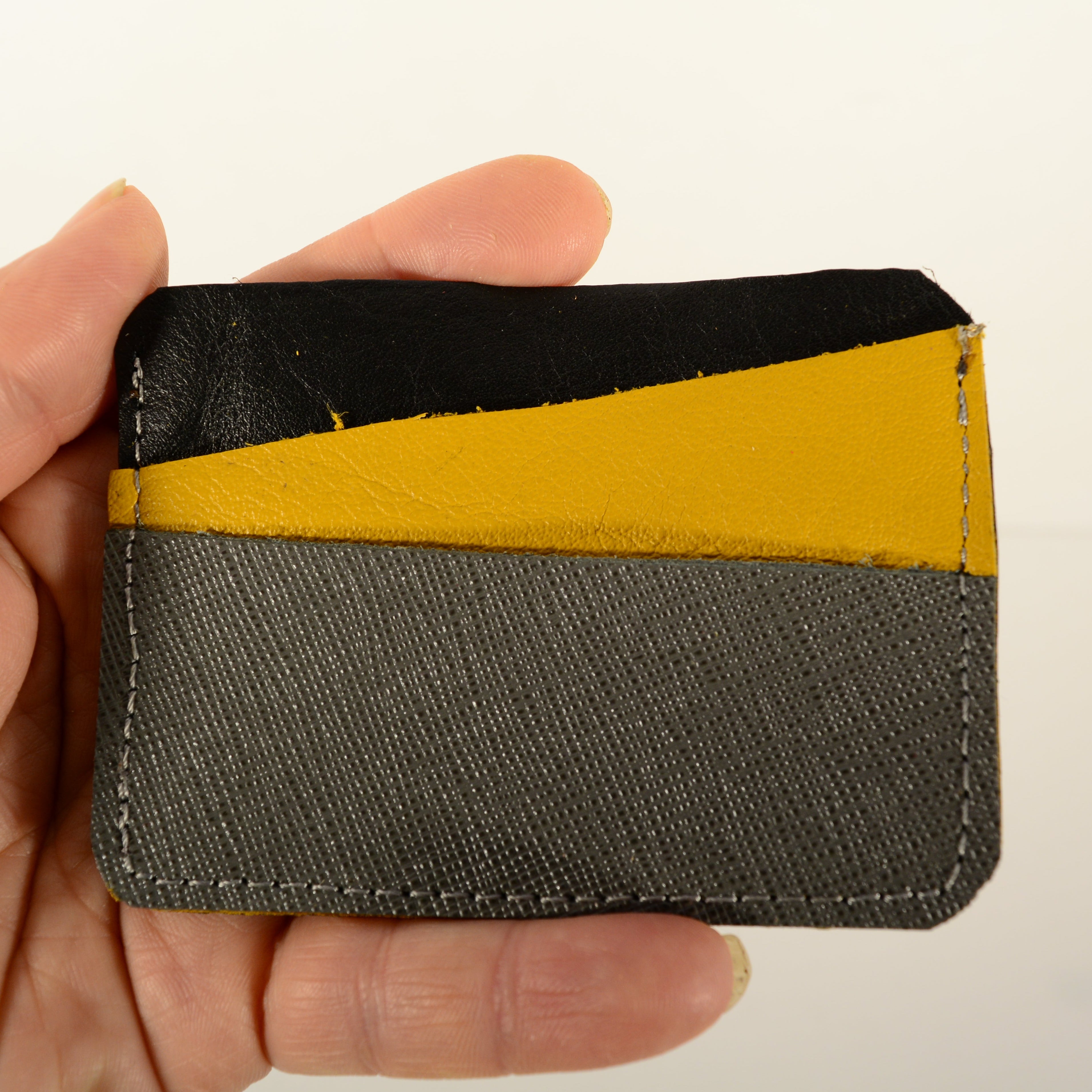 Handmade Leather Card Holder – Two-Tone Genuine Leather - Nadin's Leather Studio