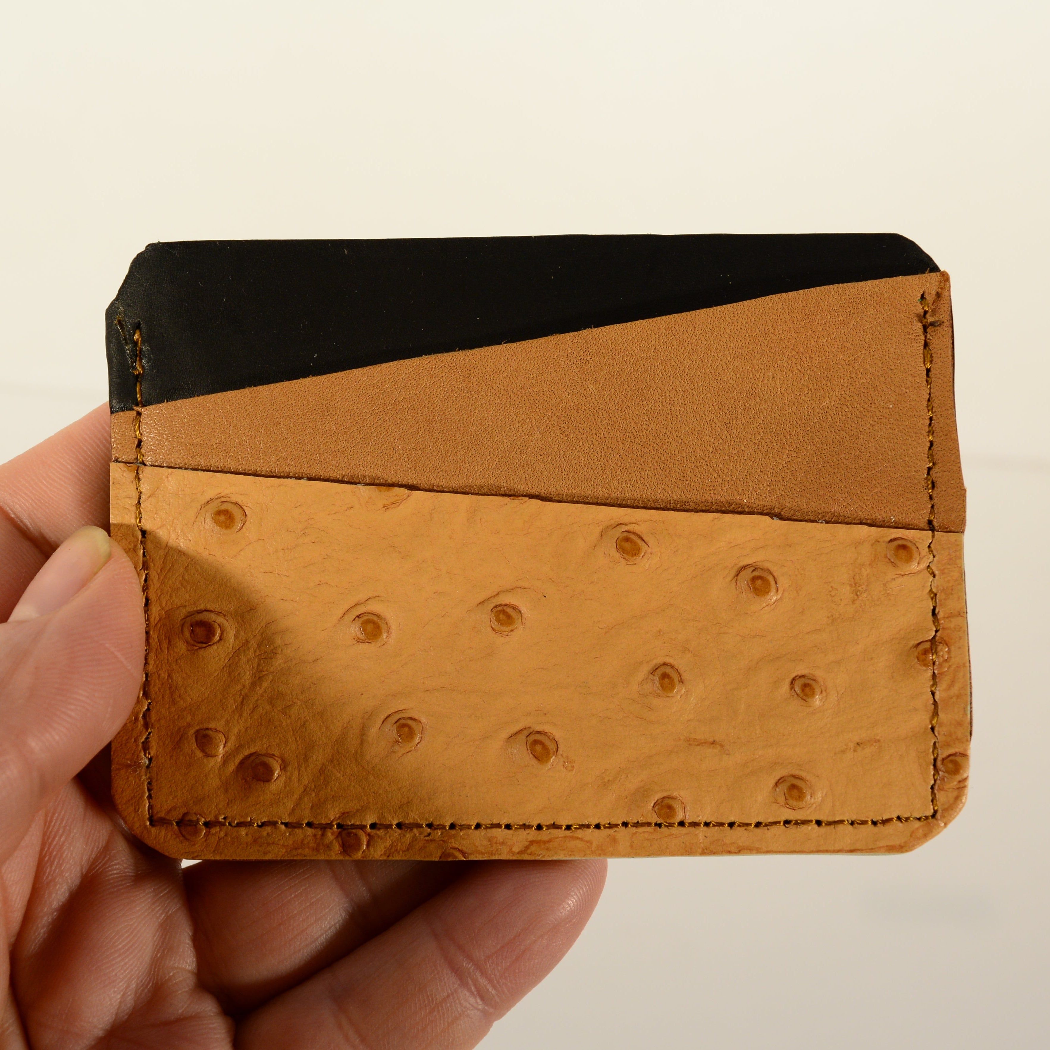 Handmade Leather Card Holder – Two-Tone Genuine Leather - Nadin's Leather Studio
