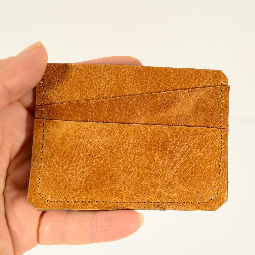 Handmade Leather Card Holder – Two-Tone Genuine Leather - Nadin's Leather Studio