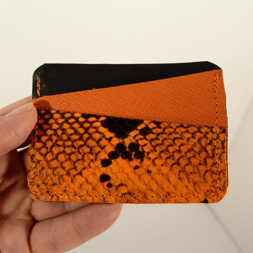Handmade Leather Card Holder – Two-Tone Genuine Leather - Nadin's Leather Studio