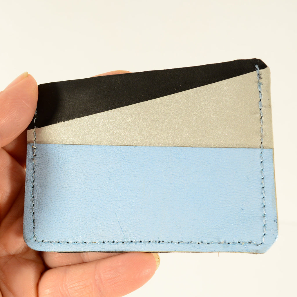 Handmade Leather Card Holder – Two-Tone Genuine Leather - Nadin's Leather Studio