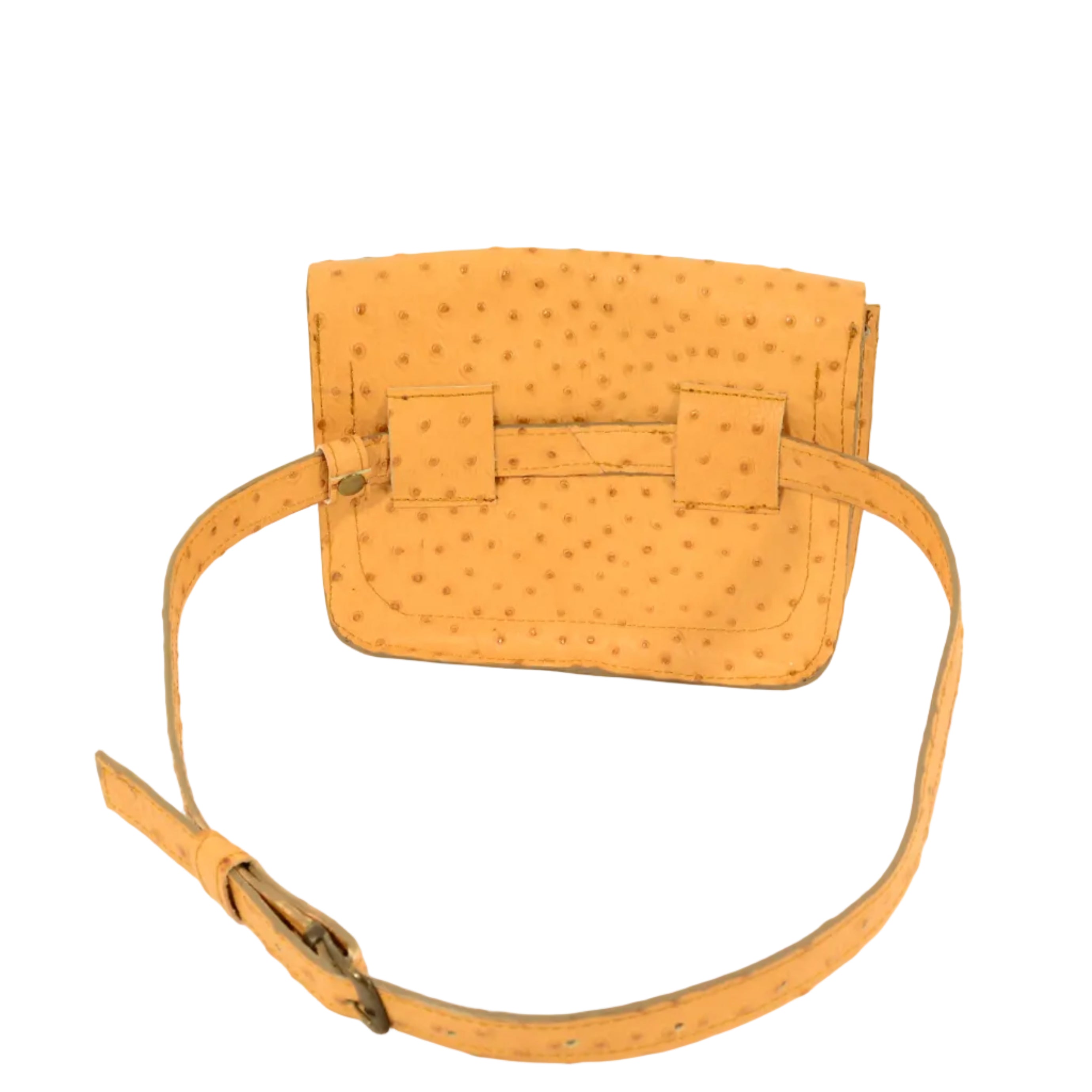 Honey Brown Ostrich Leather Bag 3-in-1 – Chain, Strap & Belt Bag, Handmade - Nadin's Leather Studio