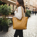 Large Leather Tote Bag with Croco Emboss | Handmade, Genuine Leather - Nadin's Leather Studio