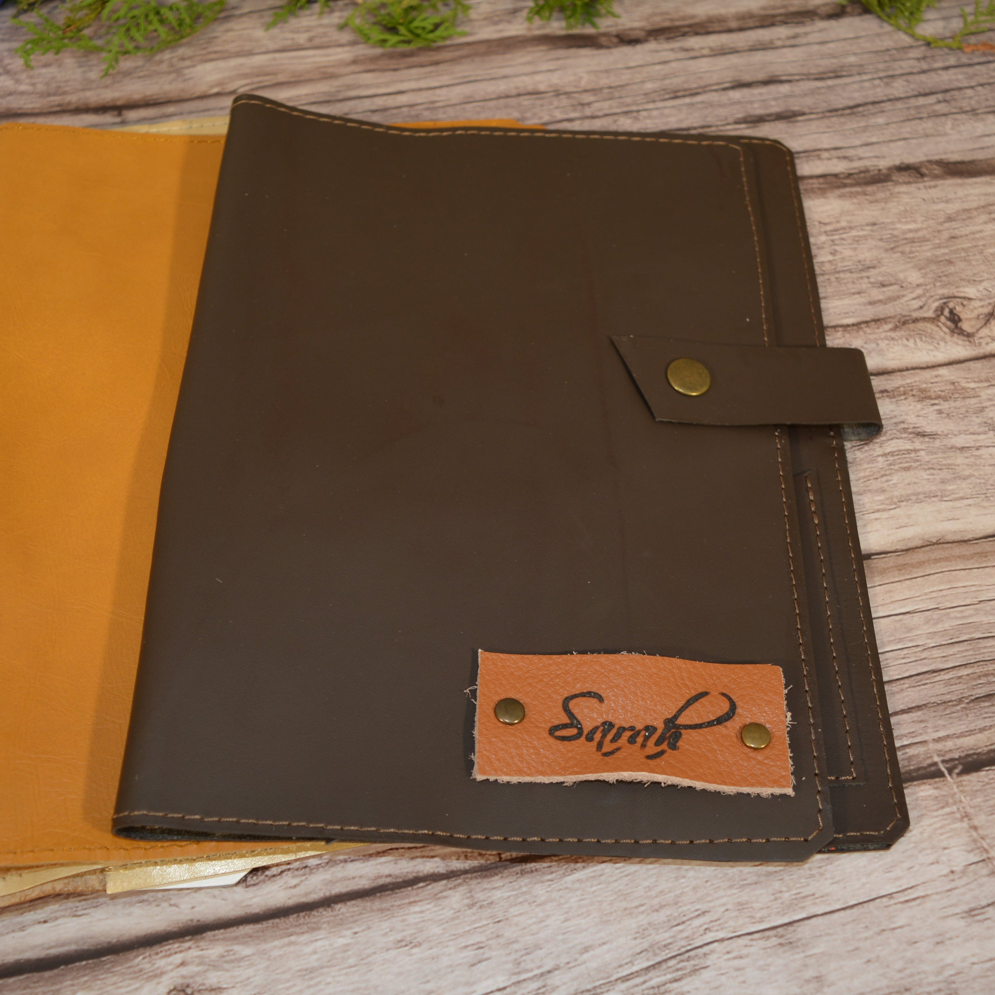 Leather A5 Notebook Cover | Brass Clasp, Personalized, Handmade - Nadin's Leather Studio