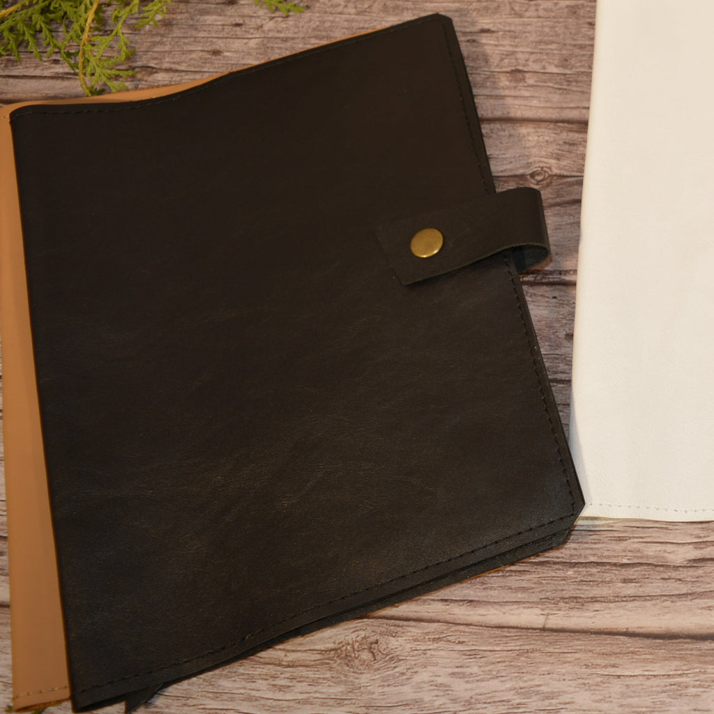 Leather A5 Notebook Cover | Brass Clasp, Personalized, Handmade - Nadin's Leather Studio
