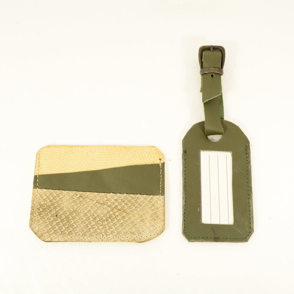 Leather Luggage Tag Set — Handmade Genuine Leather Bundle | Python, Metallic & Smooth - Nadin's Leather Studio