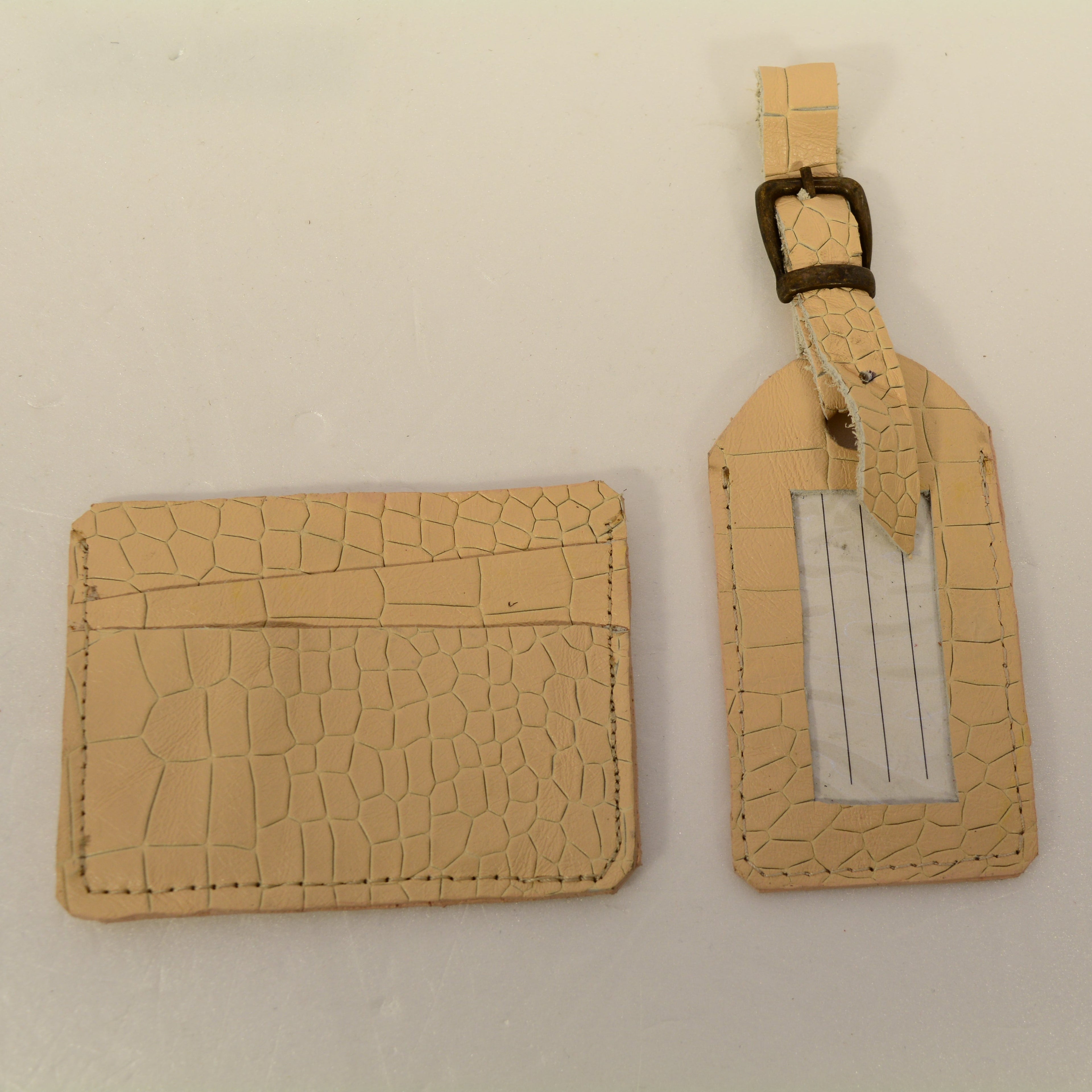 Leather Luggage Tag Set — Handmade Genuine Leather Bundle | Python, Metallic & Smooth - Nadin's Leather Studio
