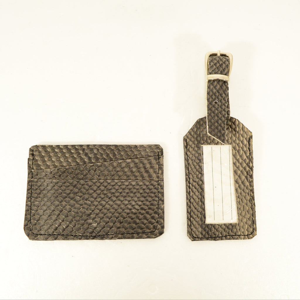 Leather Luggage Tag Set — Handmade Genuine Leather Bundle | Python, Metallic & Smooth - Nadin's Leather Studio