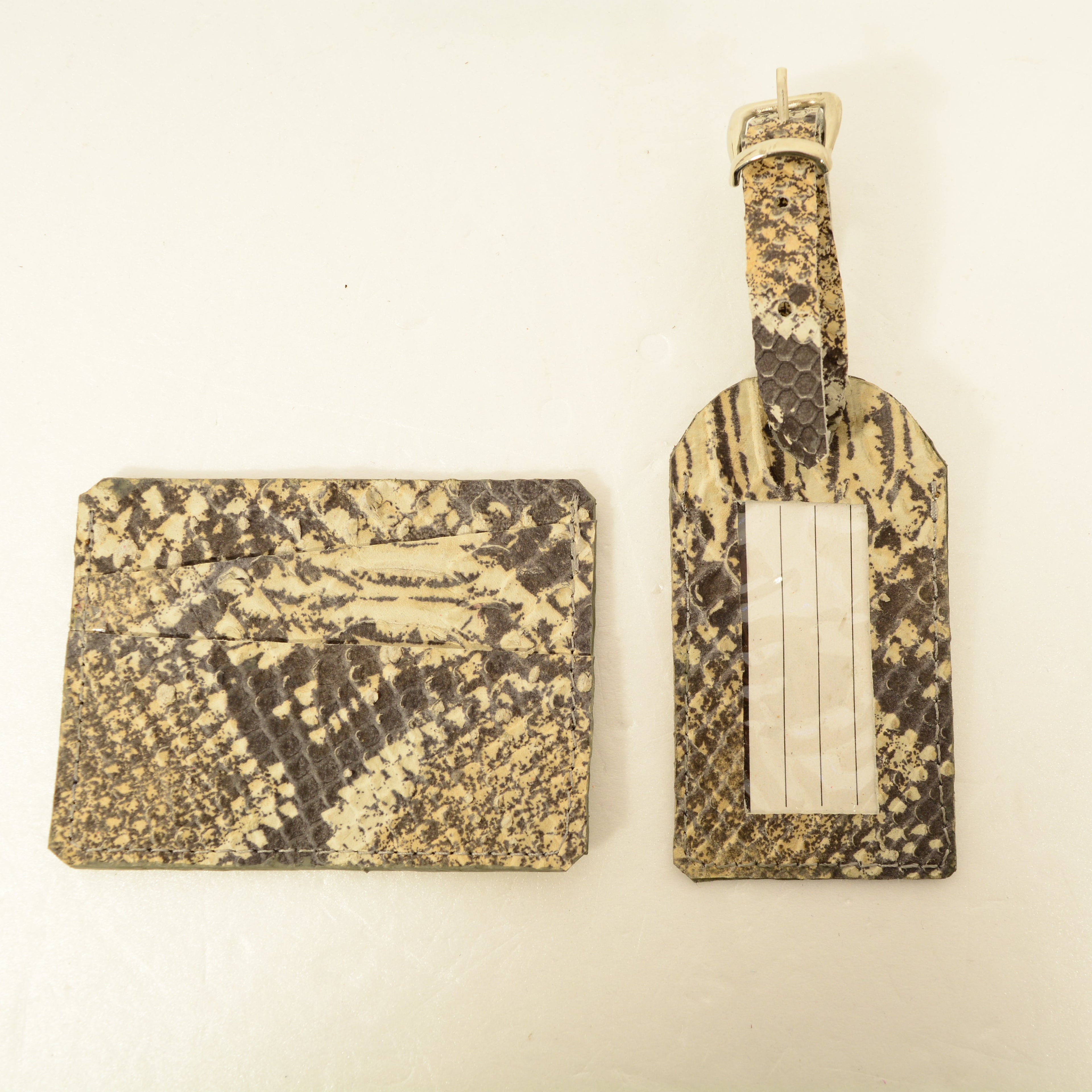 Leather Luggage Tag Set — Handmade Genuine Leather Bundle | Python, Metallic & Smooth - Nadin's Leather Studio