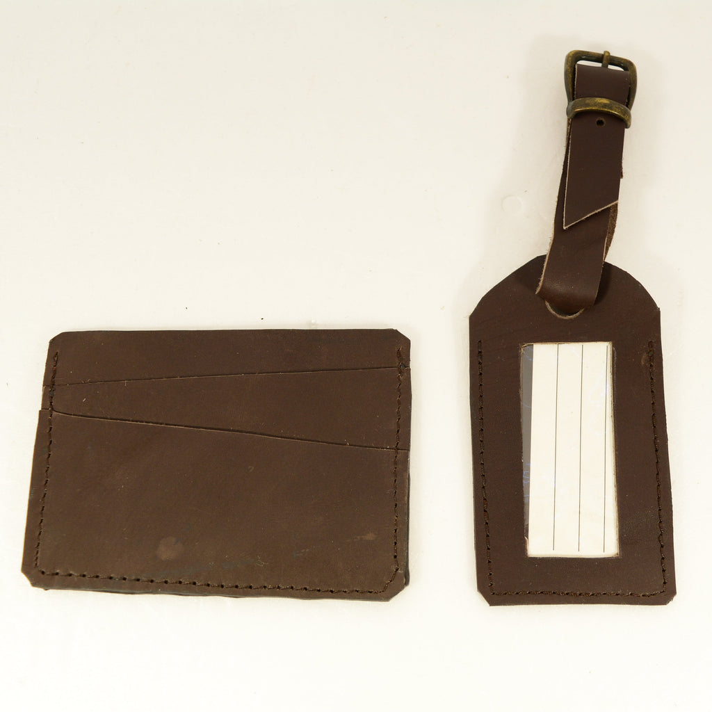 Leather Luggage Tag Set — Handmade Genuine Leather Bundle | Python, Metallic & Smooth - Nadin's Leather Studio