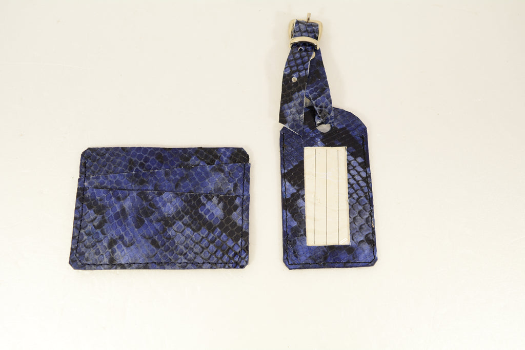 Leather Luggage Tag Set — Handmade Genuine Leather Bundle | Python, Metallic & Smooth - Nadin's Leather Studio