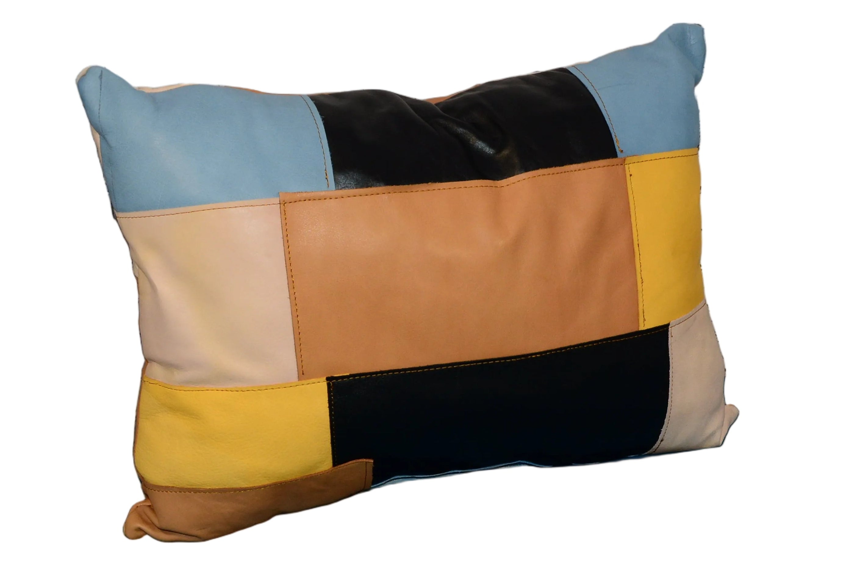 Leather Patchwork Decorative Cushion | Handmade, Genuine Leather - Nadin's Leather Studio