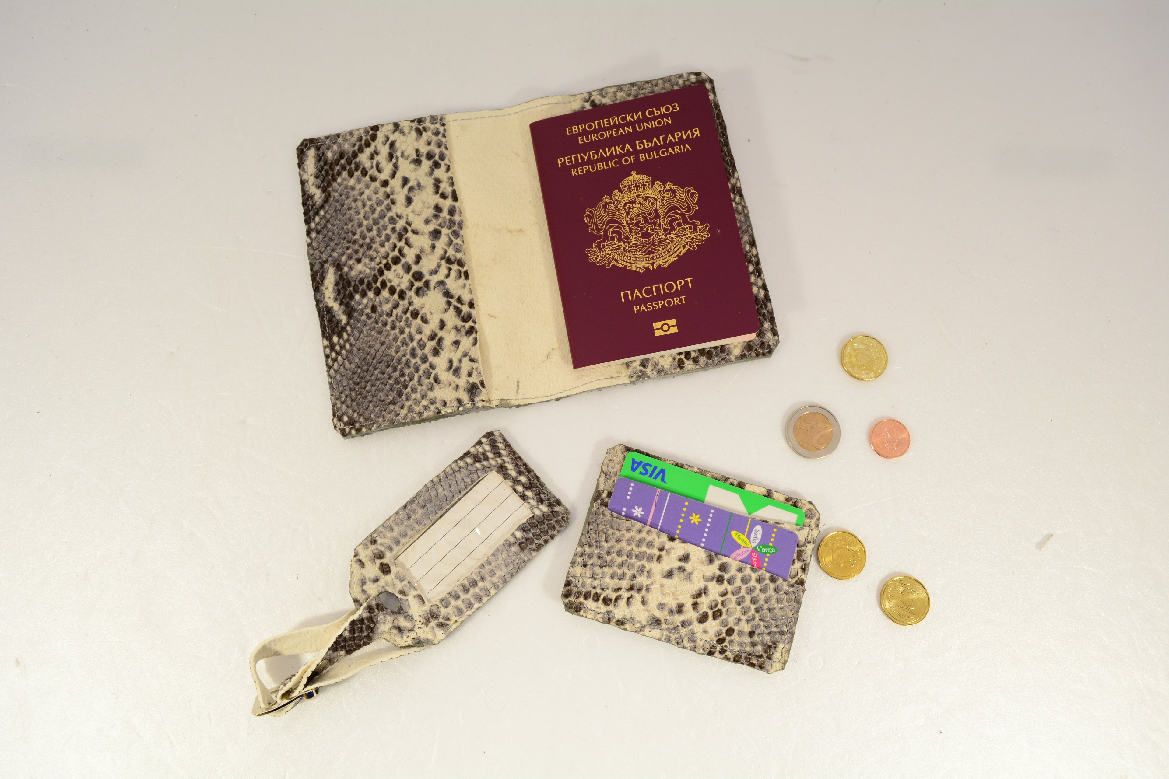 Leather Travel Accessories Set 3-in-1 | Passport Cover, Card Holder & Luggage Tag - Nadin's Leather Studio