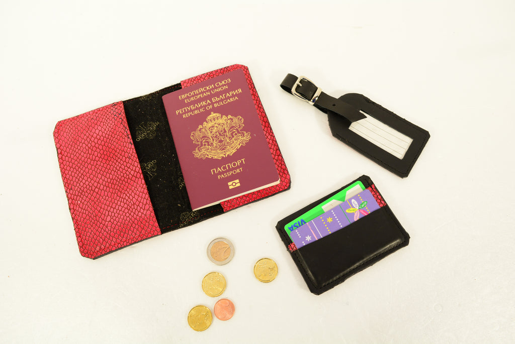 Leather Travel Set 3-in-1 | Passport Cover, Card Holder & Luggage Tag, Handmade - Nadin's Leather Studio