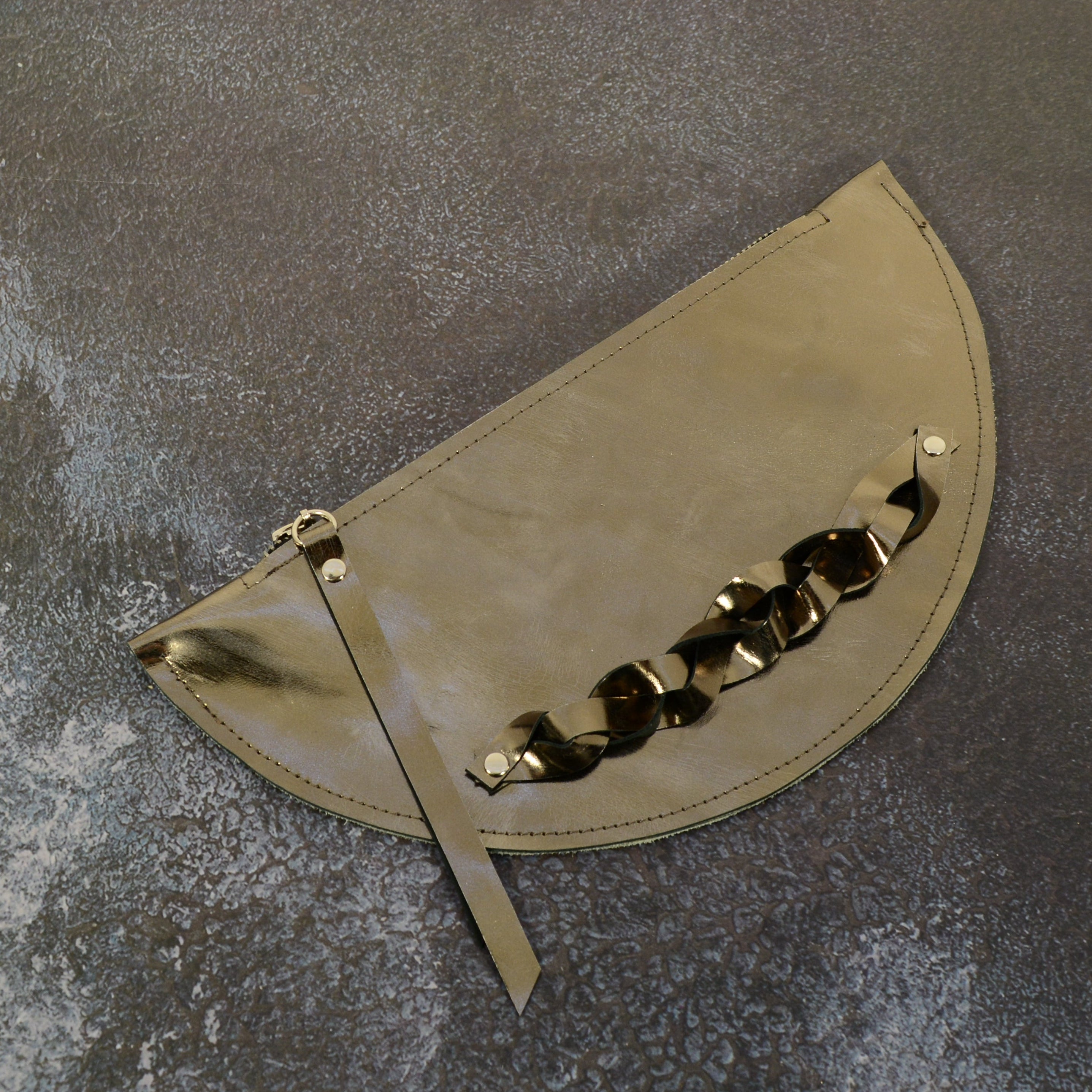 Metallic Leather Half Moon Clutch – Handmade Evening Bag with Braided Handle, 2 Colours - Nadin's Leather Studio