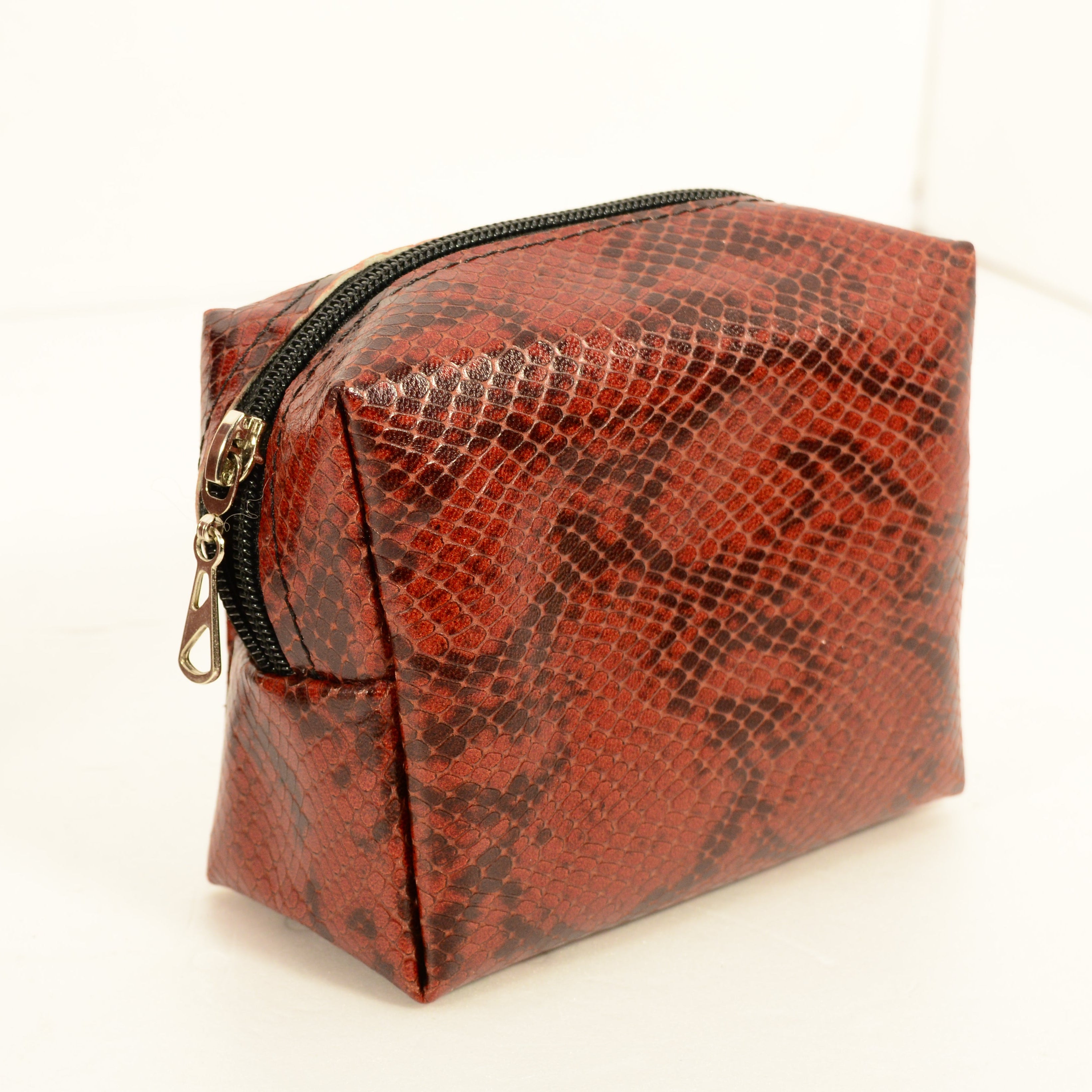 Python Print Leather Bucket Bag & Cosmetic Pouch Set – Handmade, Gold Hardware, Tassel - Nadin's Leather Studio