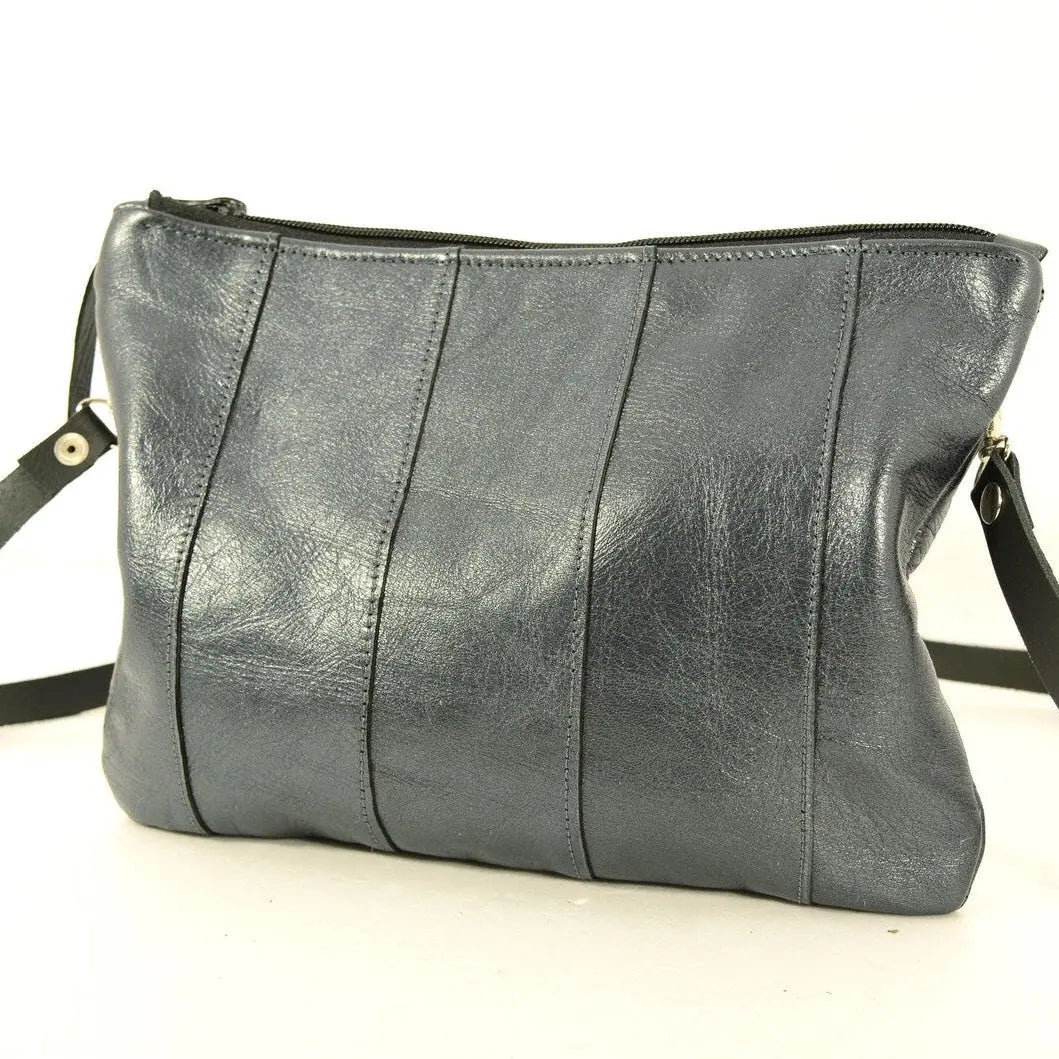 Ръчно изработена металик кожена чанта  кросбоди в  7 луксозни цвята - Nadin's Leather Studio