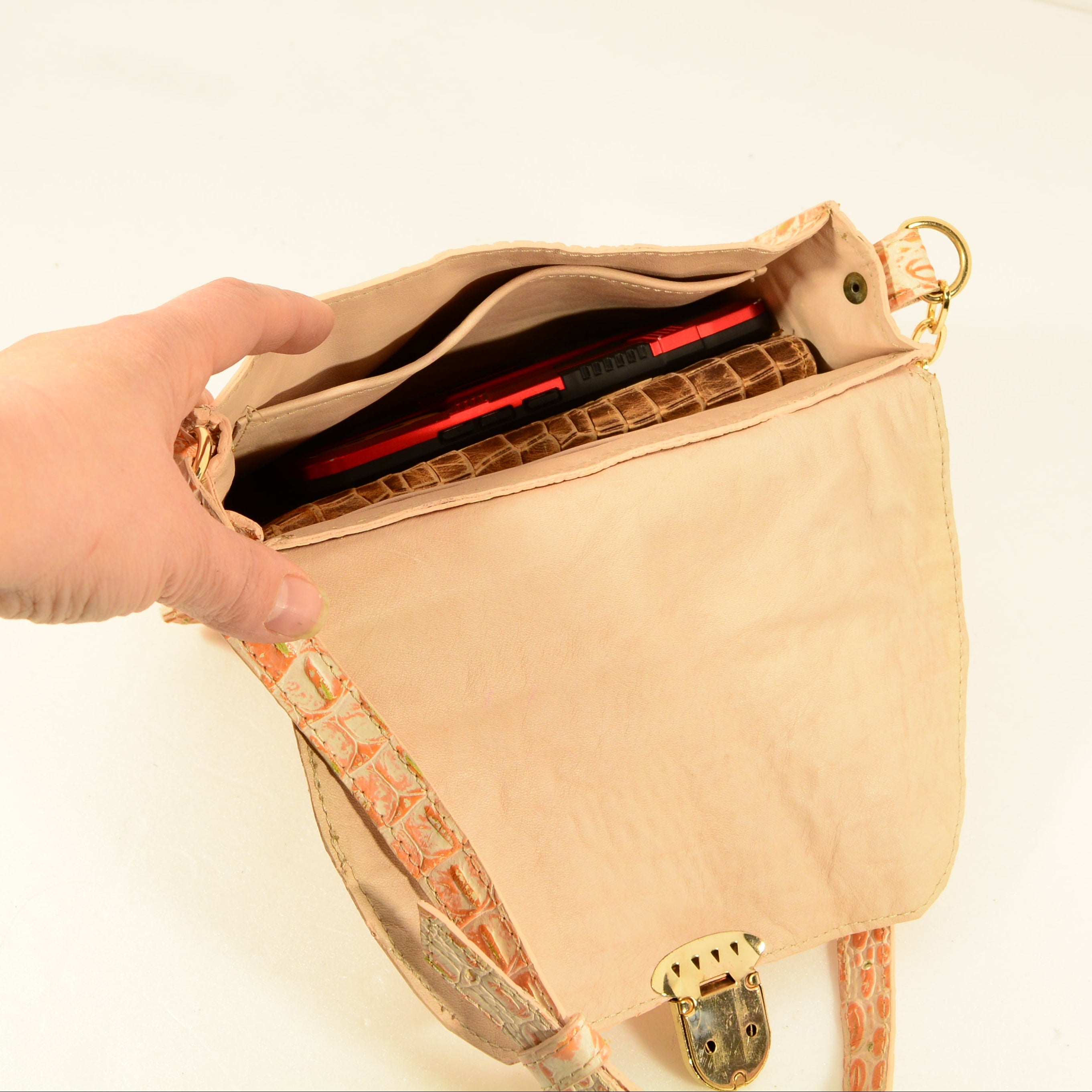 Small Leather Bag in Salmon Pink | Handmade, Genuine Leather - Nadin's Leather Studio