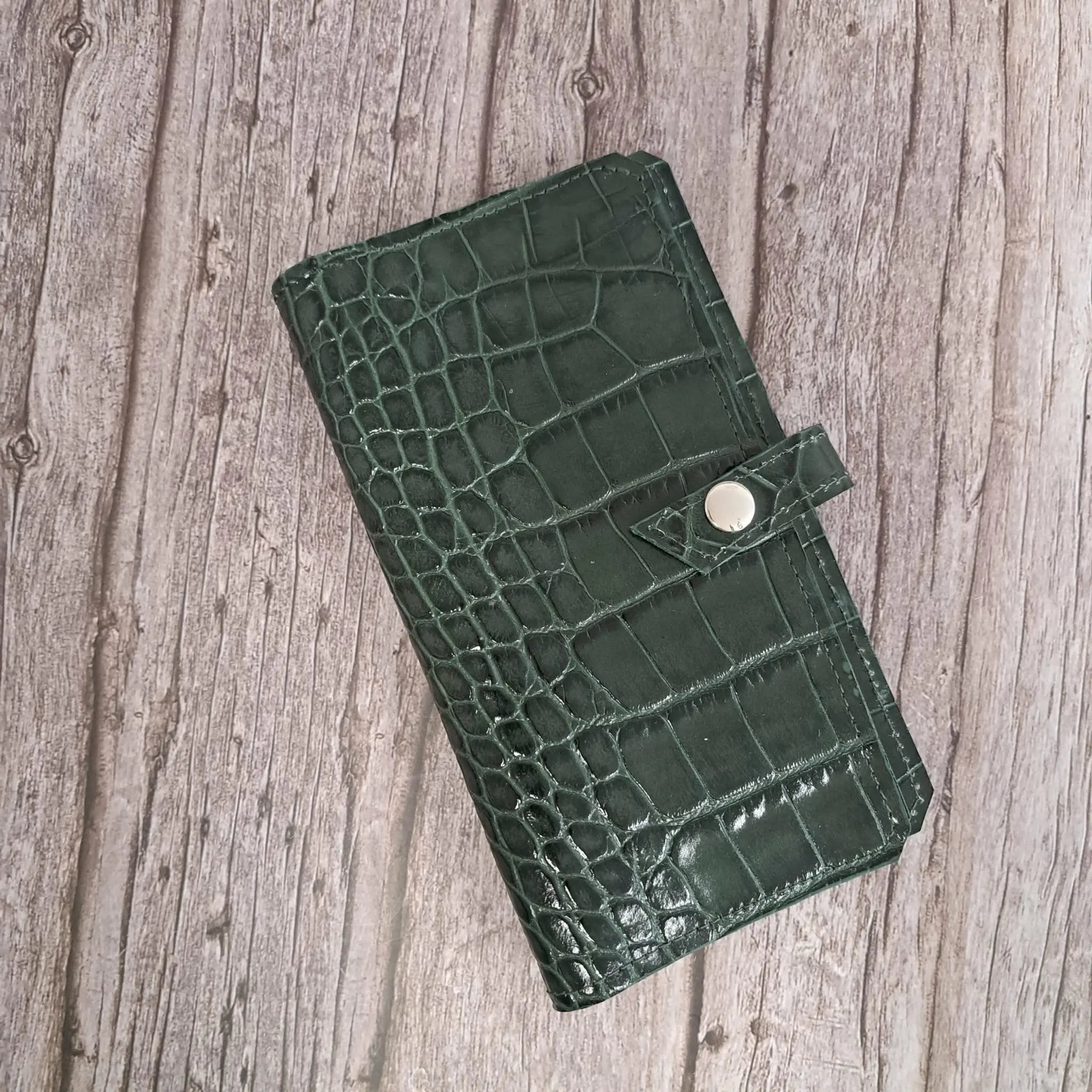 Women's Leather Wallet with Croco Emboss | Handmade, Genuine Leather - Nadin's Leather Studio